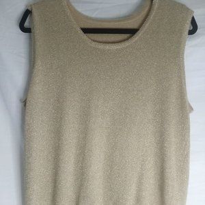 Womens L Sparkling Gold Sweater Vest by Terrazo  Size L  EUC  bust 38"